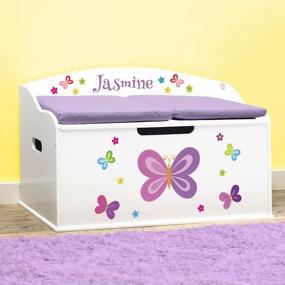 img 1 attached to Dibsies Personalized Toy Box - Creative Wonders Design With Butterflies And Flowers In White