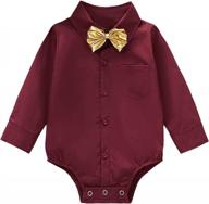 stylish infant baby boys' formal dress shirt bodysuit - available in long or short sleeve, button up one-piece romper jumpsuit for weddings & parties, ages 0-24m logo