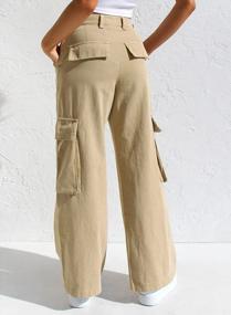 img 3 attached to Women'S Casual Cargo Pants - Loose Fit Straight Leg Trousers With High Waisted Design And Multiple Pockets By EVALESS