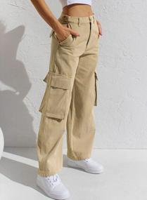 img 1 attached to Women'S Casual Cargo Pants - Loose Fit Straight Leg Trousers With High Waisted Design And Multiple Pockets By EVALESS