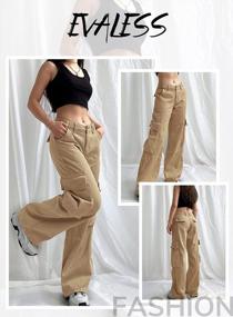 img 2 attached to Women'S Casual Cargo Pants - Loose Fit Straight Leg Trousers With High Waisted Design And Multiple Pockets By EVALESS