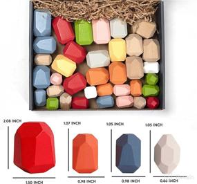 img 3 attached to 🌈 Colorful Montessori Wooden Building Blocks: Balancing Stacking Stone Rocks for Toddlers & Kids, Ages 3 and Up