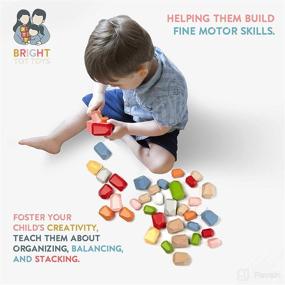 img 2 attached to 🌈 Colorful Montessori Wooden Building Blocks: Balancing Stacking Stone Rocks for Toddlers & Kids, Ages 3 and Up