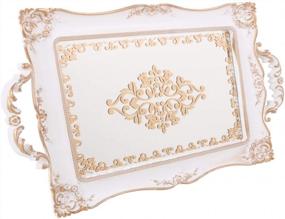 img 4 attached to Zosenley Vintage Floral Mirror Tray - Elegant Display Organizer For Makeup, Jewelry, And Decor - Golden White Accent Piece For Dresser, Counter, And Coffee Table