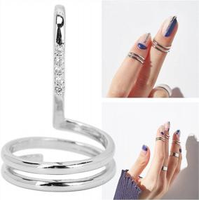 img 1 attached to Rhinestone Fingernail Ring For Women - Platinum Fashion Decorative Jewelry For Nail Art And Accessorizing