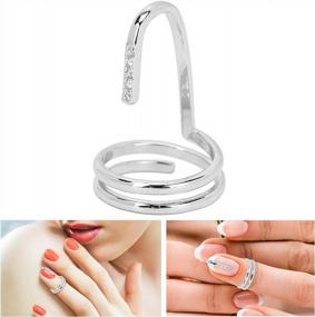 img 2 attached to Кольцо для ногтей со стразами для женщин - модные платиновые декоративные украшения для дизайна ногтей и аксессуаров