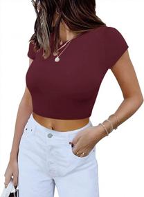 img 3 attached to REORIA Women'S Cute Short Sleeve High Neck Double Lined T Shirt Crop Top Tee