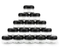 2-ounce clear plastic jars (15-pack): ideal containers for cosmetics and food | domed lids included logo