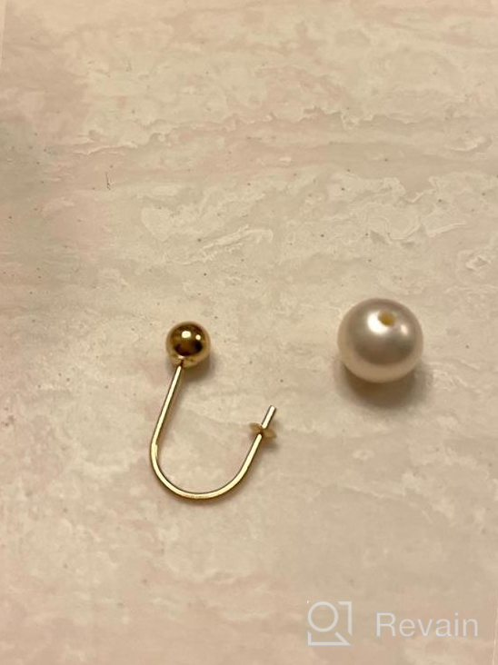 img 1 attached to 🏻 Women's 18K Gold Half Huggie Hoop Earrings with White Freshwater Cultured Pearls - Hypoallergenic Gold Jewelry for Teens and Girls review by Rosa Dayoha