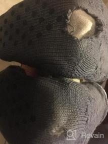 img 5 attached to LIBWYS 2 Pairs Women Fleece Lined Socks Cozy Winter Slipper Socks With Gripper Gray And Red, 6.5-8.5