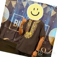 img 1 attached to Men'S African Dashiki Shirt With Hidden Buttons, Short Sleeves And Luxury Metallic Gold Print By LucMatton review by Jason Gopinath