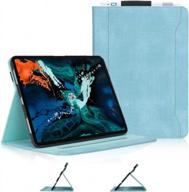 mint green skycase ipad pro 11 case (2018) - supports apple pencil charging & auto dormancy with multi-angle viewing stand folio + card holder! logo
