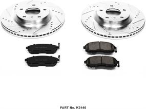 img 2 attached to 🔥 Enhance Braking Performance with Power Stop K3140 Front Z23 Carbon Fiber Brake Pads & Drilled - Slotted Rotors Kit