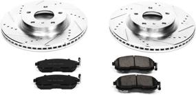 img 1 attached to 🔥 Enhance Braking Performance with Power Stop K3140 Front Z23 Carbon Fiber Brake Pads & Drilled - Slotted Rotors Kit