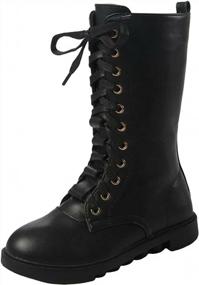 img 4 attached to Оставайтесь стильными и сухими с водонепроницаемыми кожаными армейскими ботинками PPXID для девочек