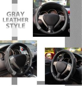 img 1 attached to 🚗 14 1/2 inch to 15 inch Elantrip Sport Leather Steering Wheel Cover - Universal, Padded Soft Grip, Breathable for Car, Truck, SUV, and Jeep - Anti Slip, Odorless - Black and Gray