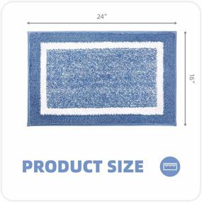 img 3 attached to Ultra Soft Water Absorbent Bath Rug Mat, 16"X24", Machine Wash/Dry, For Tub Shower And Bathroom - Blue White