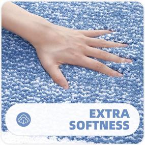 img 2 attached to Ultra Soft Water Absorbent Bath Rug Mat, 16"X24", Machine Wash/Dry, For Tub Shower And Bathroom - Blue White