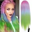 fuhsi lace front wig rainbow colorful long straight wigs for women 13×4" inch lace frontal pink green wig daily party cosplay purple blue hair logo