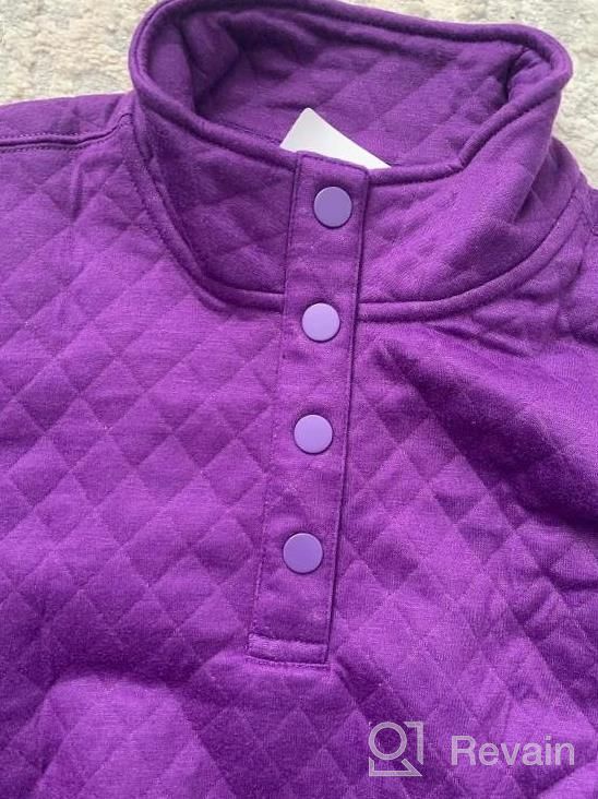 img 1 attached to Women'S Long Sleeve Quilted Pattern Sweatshirt Snap Button Pullover Shirt Top review by Vickie Rad