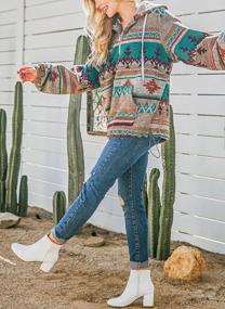 img 1 attached to Women'S Aztec Print Half Zip Fleece Hoodie Sweatshirt With Tribal Design