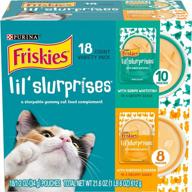 🐱 purina friskies cat food complement variety pack, lil’ slurprises shredded chicken & surimi whitefish - bulk 18-pack of 1.2 oz. pouches логотип