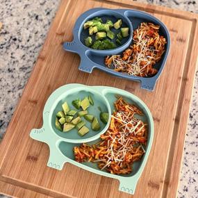 img 2 attached to Sage Spoonfuls' 100% Silicone Plates: Stay-Put & Divided, Perfect For Babies & Toddlers - Set Of 2, Sage & Slate