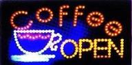 заманчивый световой неоновый знак led: кофе открыто - привлеките клиентов со стилем! логотип