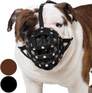 secure and breathable leather basket muzzle for boxer and bulldog breeds - anti-bark and chew solutions логотип