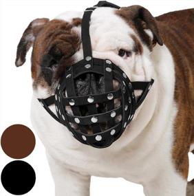 img 4 attached to Secure And Breathable Leather Basket Muzzle For Boxer And Bulldog Breeds - Anti-Bark And Chew Solutions