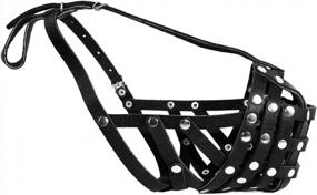 img 1 attached to Secure And Breathable Leather Basket Muzzle For Boxer And Bulldog Breeds - Anti-Bark And Chew Solutions