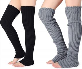 img 4 attached to Warm Up In Style This Winter With Pareberry'S Over Knee Footless Socks For Women