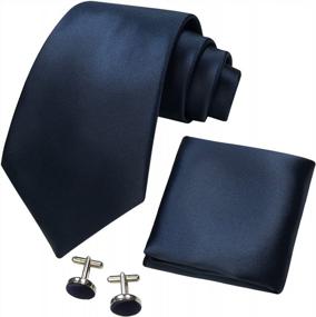 img 4 attached to CANGRON Men'S Essential Solid Tie Collection: Necktie, Pocket Square & Cufflinks Set - LSC8ZH