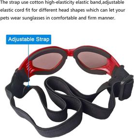 img 1 attached to UV Protection Dog Goggles | Adjustable Strap 🐶 Dog Sunglasses for Water Activities | Red Waterproof Dog Sunglasses