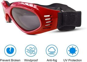 img 3 attached to UV Protection Dog Goggles | Adjustable Strap 🐶 Dog Sunglasses for Water Activities | Red Waterproof Dog Sunglasses