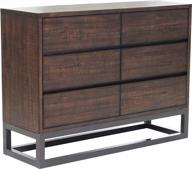 rustic-chic addition to your home: pulaski home comfort six drawer dresser in medium brown finish (48" x 16" x 36") logo