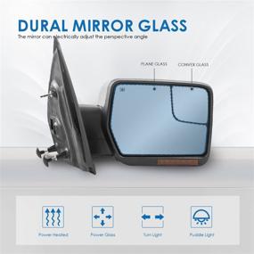 img 2 attached to Enhanced Towing Mirror for 2004-2014 Ford F150 F-150: Power Heated Mirror with Puddle Light, Sequential Turn Light & Dural Beam (Chrome)