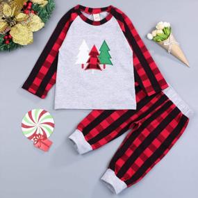 img 3 attached to Toddler Baby Boy Girl Christmas Long Sleeve T-Shirt Top + Plaid Pants Fall Winter Outfit Set