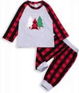 рождественская футболка с длинными рукавами для маленьких мальчиков и девочек, топ + клетчатые штаны, осенне-зимний комплект одежды логотип