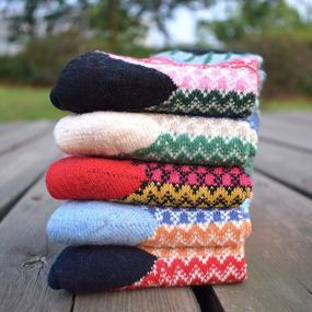 img 2 attached to YZKKE Women'S Vintage Winter Knit Wool Crew Socks - Pack Of 5, Soft, Warm, And Thick In Multicolor, One Size Fits All
