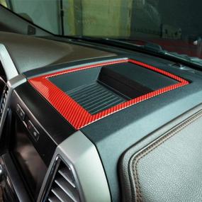 img 1 attached to Voodonala For F-150 Central Control Storage Frame Trim For 2015-2020 Ford F150, ABS Red Carbon Fiber 1Pc
