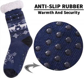 img 1 attached to Cozy Men'S Winter Slipper Socks With No-Slip Soles And Fleece Lining - Blue, Size 6-12 - Great Gift Idea