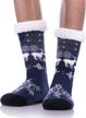 cozy men's winter slipper socks with no-slip soles and fleece lining - blue, size 6-12 - great gift idea logo