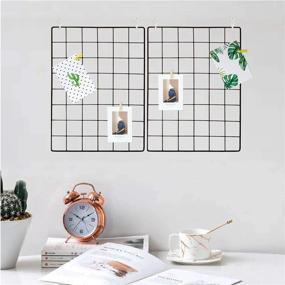 img 1 attached to GBYAN Wall Grid 2 Pack Wire Photo Grid Panels Black Memo Board Wall Organizer (черный)
