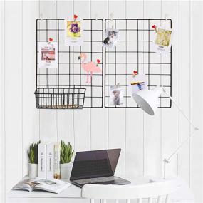 img 3 attached to GBYAN Wall Grid 2 Pack Wire Photo Grid Panels Black Memo Board Wall Organizer (черный)