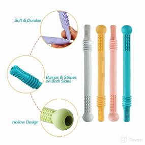 img 3 attached to 🦷 Chuya 6 Pack Hollow Teether Tubes: Silicone Baby Teether Toys for Soothing Molars, BPA Free and Dishwasher Safe - Includes Teething Gel & Cleaning Brush