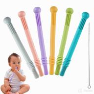 🦷 chuya 6 pack hollow teether tubes: silicone baby teether toys for soothing molars, bpa free and dishwasher safe - includes teething gel & cleaning brush logo