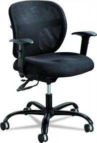 img 1 attached to 🪑 Safco Vue Intensive-Use Big and Tall Swivel Task Chair: 500 lbs Capacity, Cool Mesh Back, Waterfall Edge Seat - Black