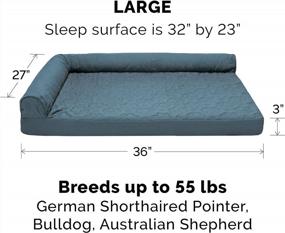 img 3 attached to Furhaven Large Cooling Gel Foam Dog Bed With Paw Quilted L-Shaped Chaise For Absolute Comfort And Support - Removable Washable Cover Included In Bluestone, Large Size