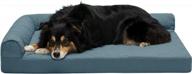 furhaven large cooling gel foam dog bed with paw quilted l-shaped chaise for absolute comfort and support - removable washable cover included in bluestone, large size logo